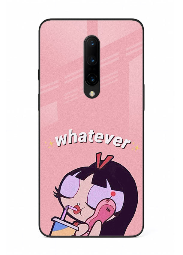 Whatever Pink Girl pastel artwork OnePlus 7T Pro glass back cover