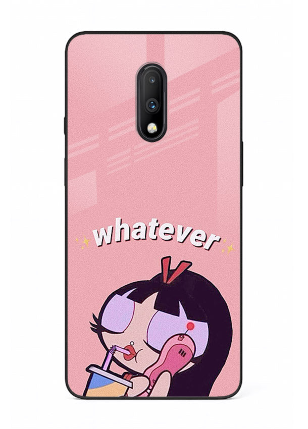 Whatever Pink Girl pastel artwork OnePlus 7 glass back cover