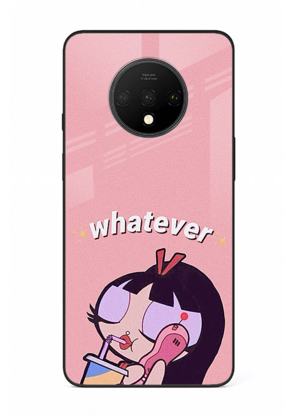 Whatever Pink Girl pastel artwork OnePlus 7T glass back cover