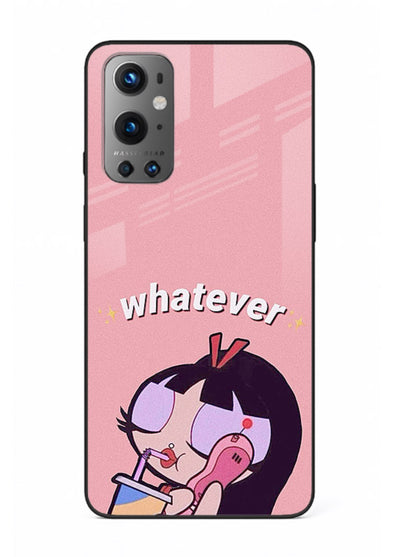 Whatever Pink Girl pastel artwork OnePlus 9 glass back cover