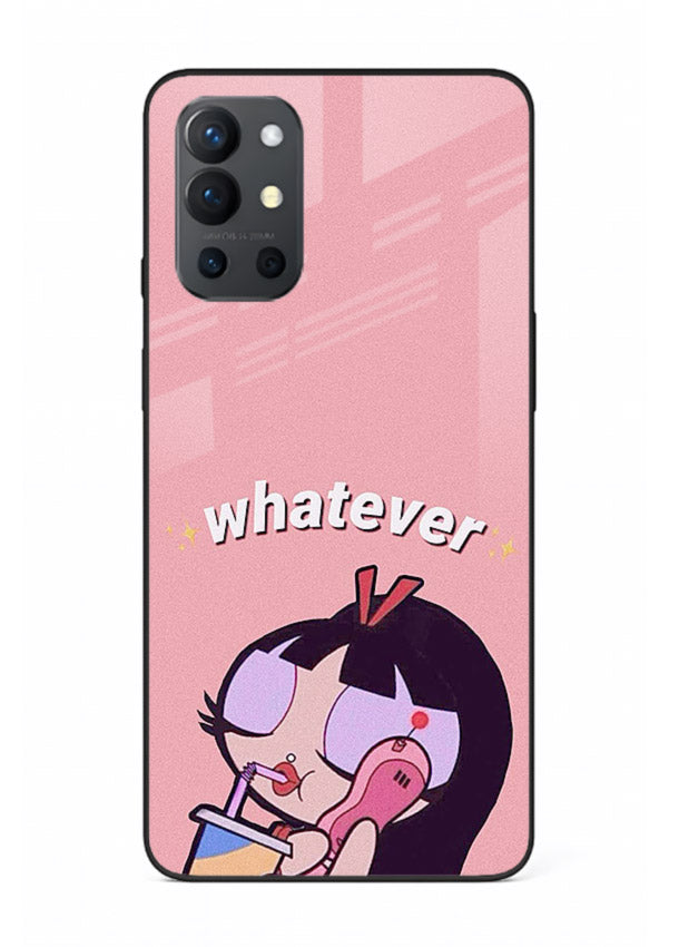 Whatever Pink Girl pastel artwork OnePlus 9R glass back cover