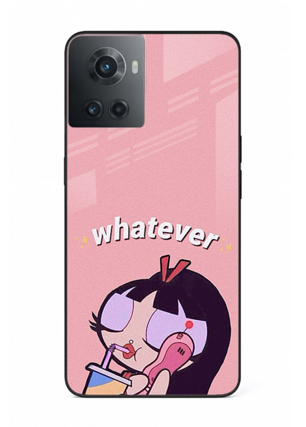 Whatever Pink Girl pastel artwork OnePlus 10R glass back cover