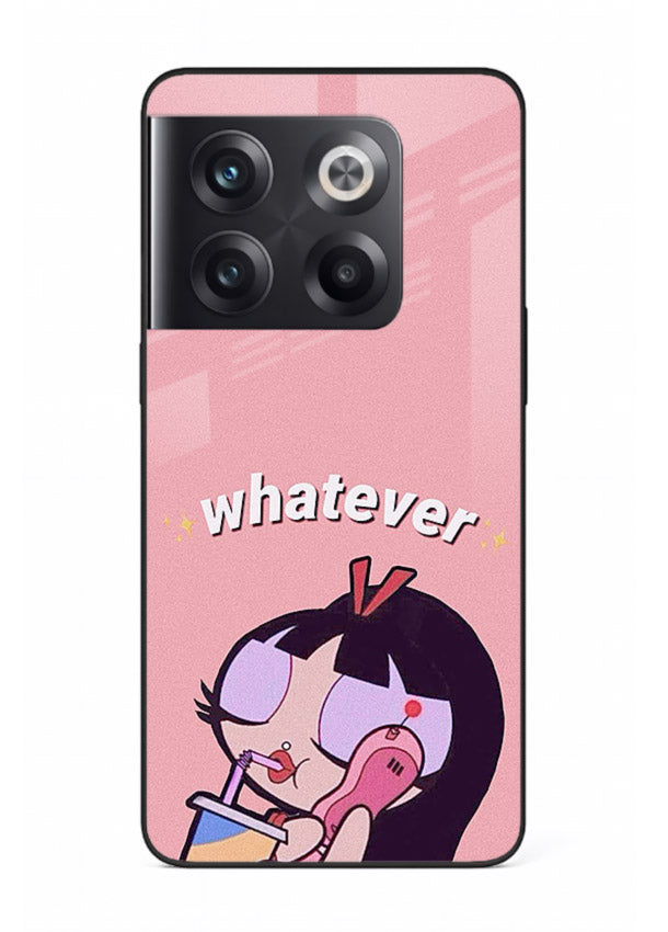 Whatever Pink Girl pastel artwork OnePlus 10T glass back cover