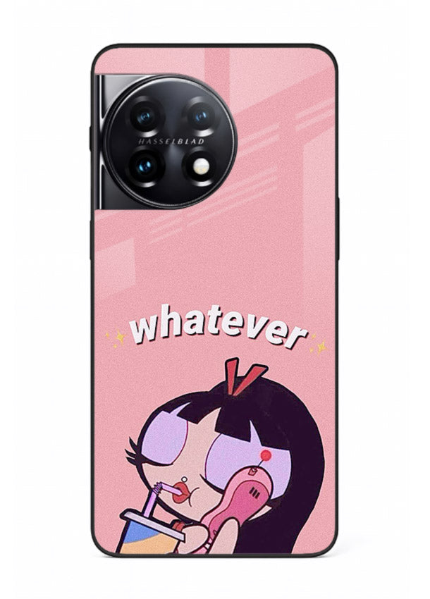 Whatever Pink Girl pastel artwork OnePlus 11R glass back cover