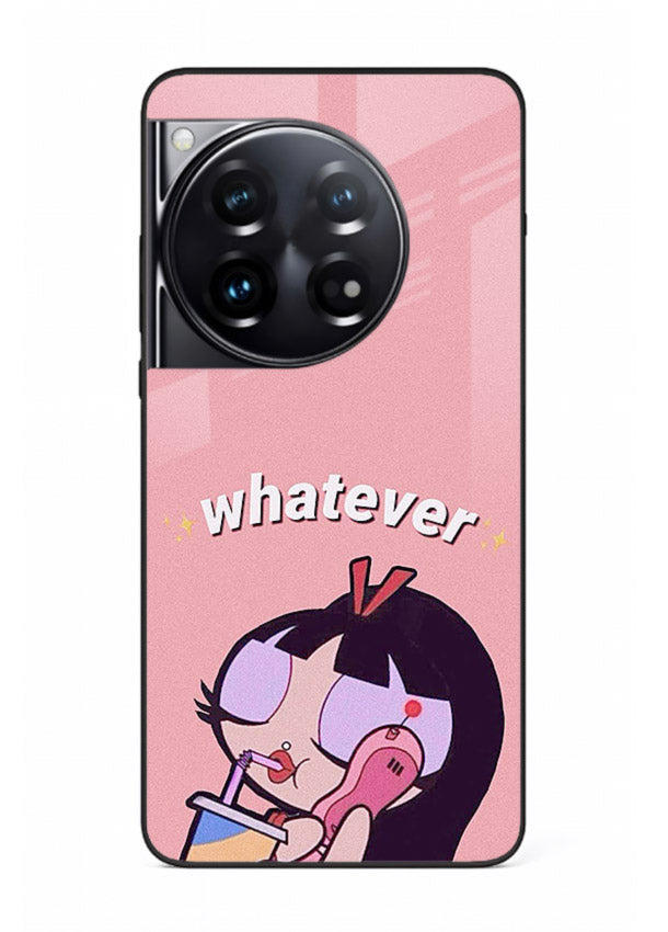 Whatever Pink Girl pastel artwork OnePlus 12 glass back cover