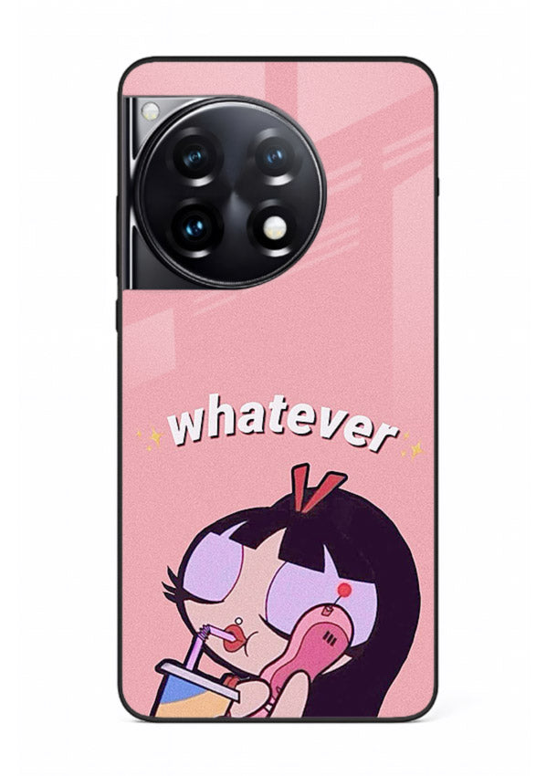 Whatever Pink Girl pastel artwork OnePlus 12R glass back cover