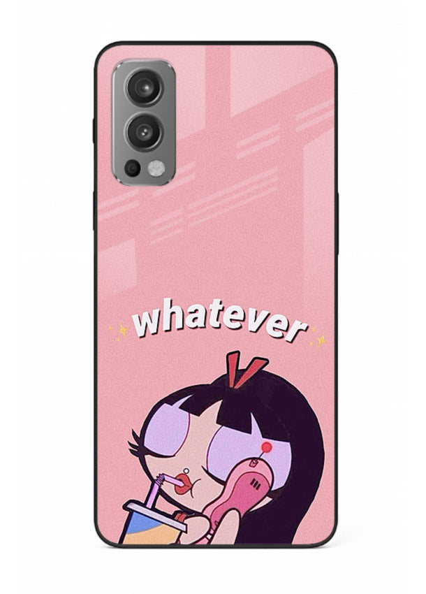 Whatever Pink Girl pastel artwork OnePlus Nord 2 glass back cover
