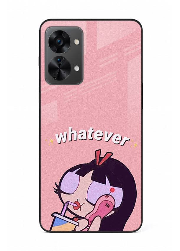 Whatever Pink Girl pastel artwork OnePlus Nord 2T glass back cover