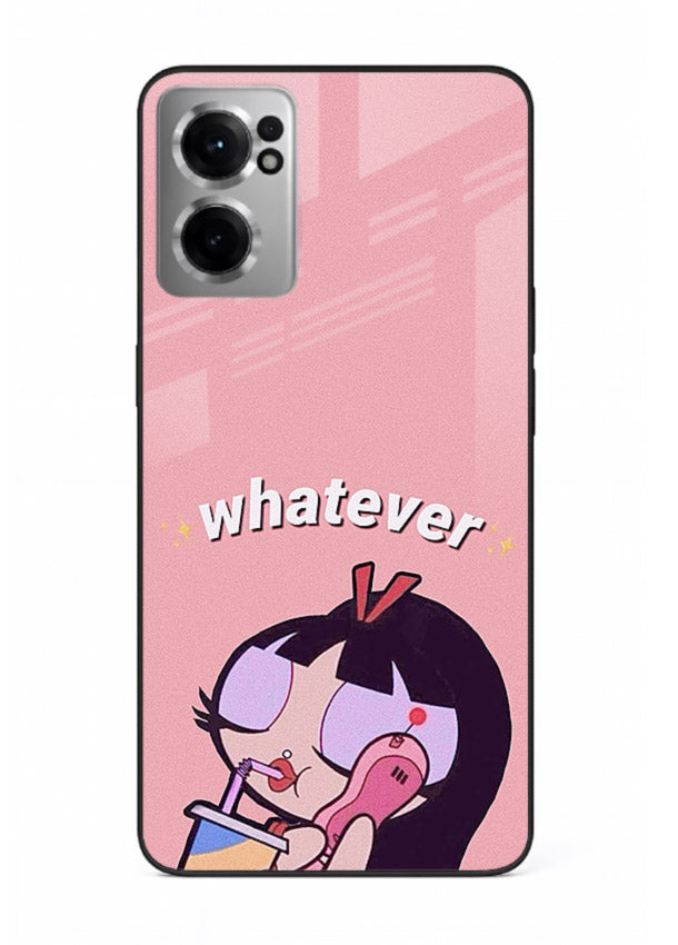 Whatever Pink Girl pastel artwork OnePlus Nord CE2 5G glass back cover