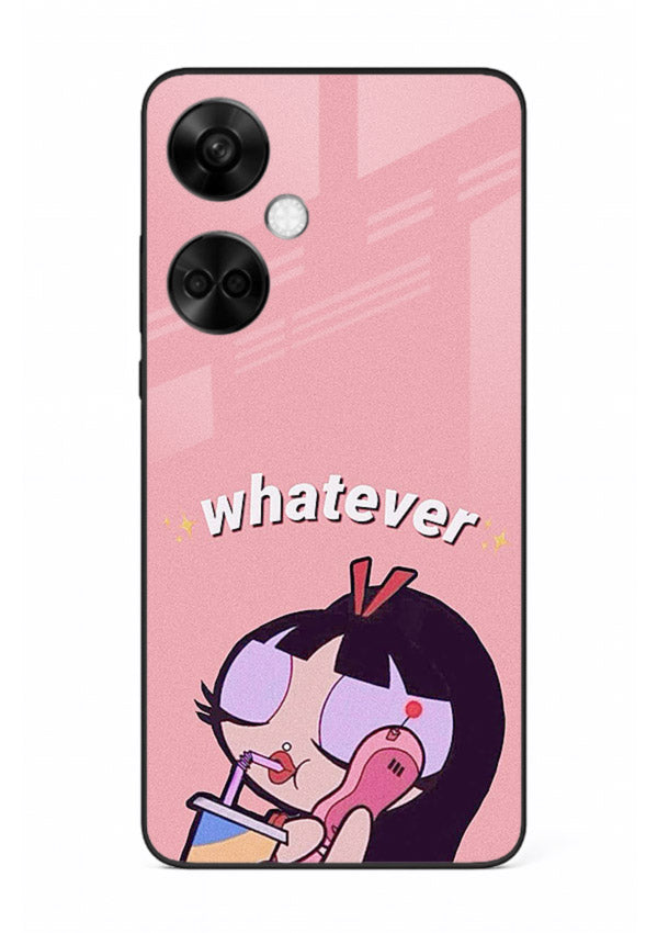 Whatever Pink Girl pastel artwork OnePlus Nord CE3 glass back cover