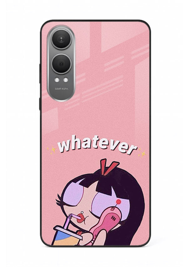Whatever Pink Girl pastel artwork OnePlus Nord CE4 Lite glass back cover