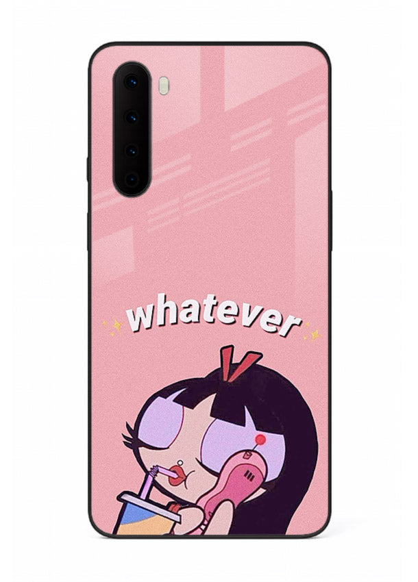 Whatever Pink Girl pastel artwork OnePlus Nord glass back cover