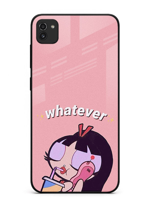 Whatever Pink Girl pastel artwork Samsung A03 glass back cover