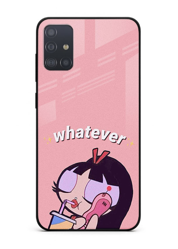 Whatever Pink Girl pastel artwork Samsung A51 glass back cover