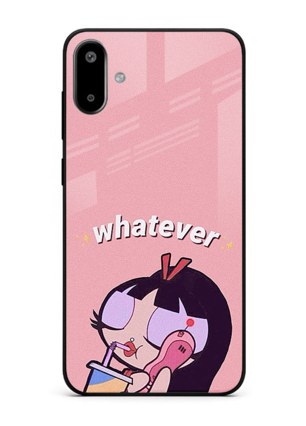 Whatever Pink Girl pastel artwork Samsung F06 5G glass back cover