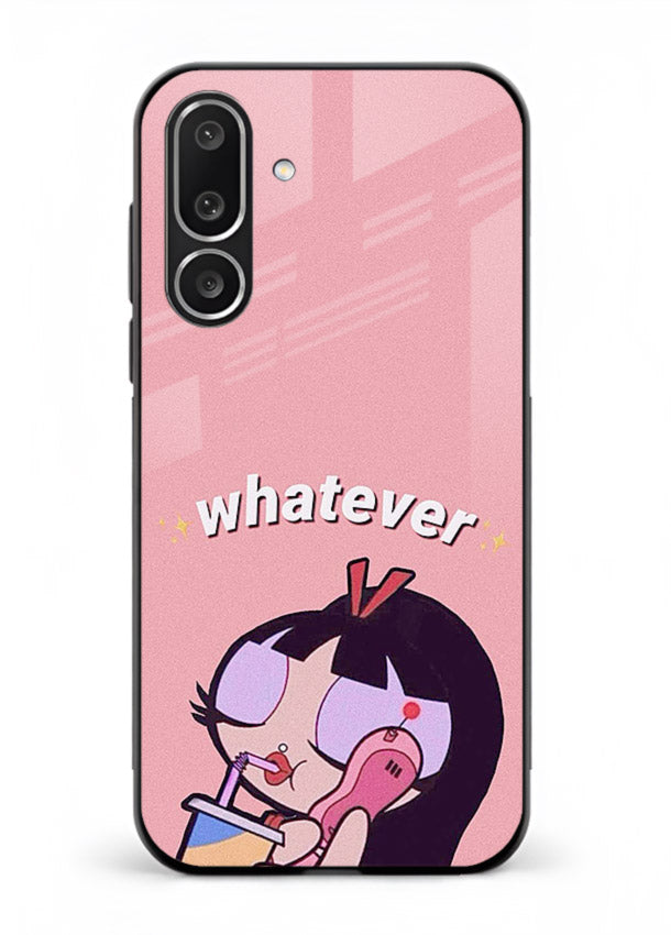 Whatever Pink Girl pastel artwork Samsung M36 5G glass back cover