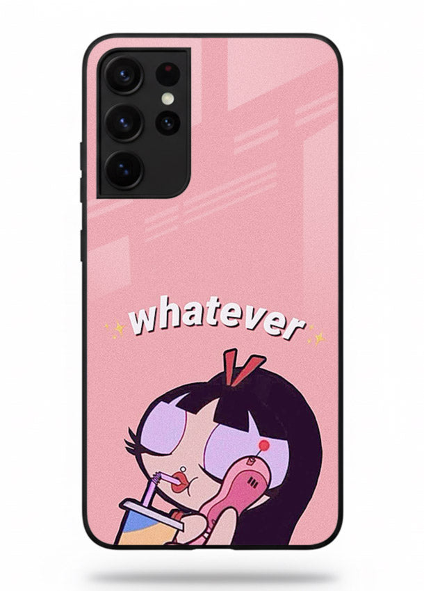 Whatever Pink Girl pastel artwork Samsung S21 Ultra glass back cover