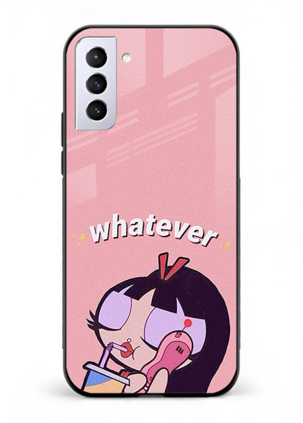 Whatever Pink Girl pastel artwork Samsung S21 FE glass back cover