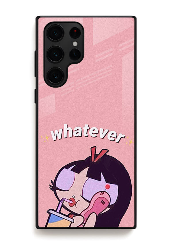 Whatever Pink Girl pastel artwork Samsung S25 Ultra glass back cover