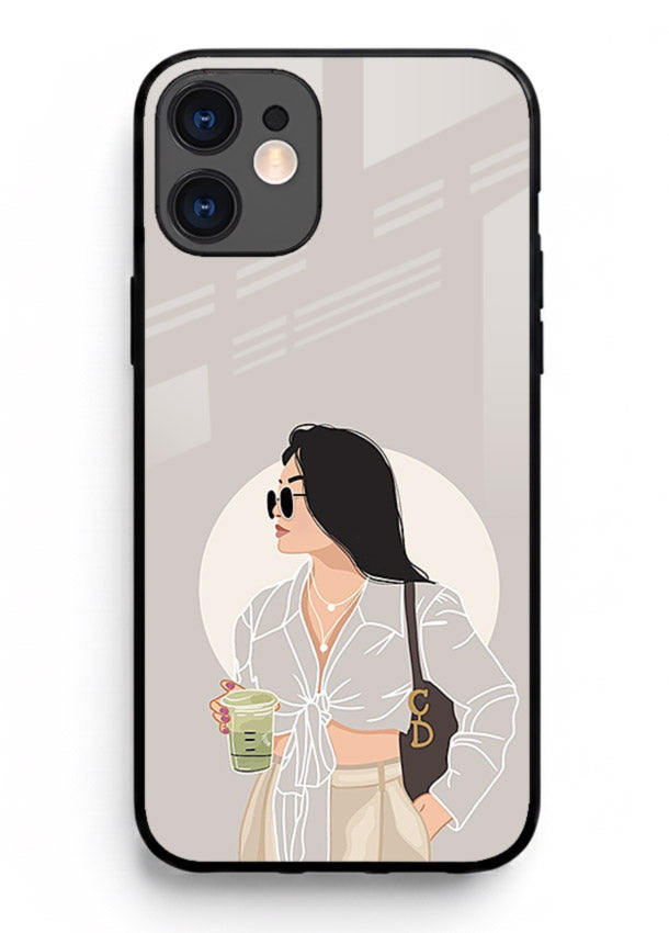 White Coat Girl aesthetic portrait iphone 12 glass back cover