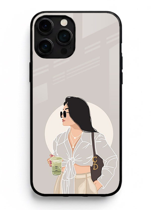 White Coat Girl aesthetic portrait iphone 11 pro max glass back cover