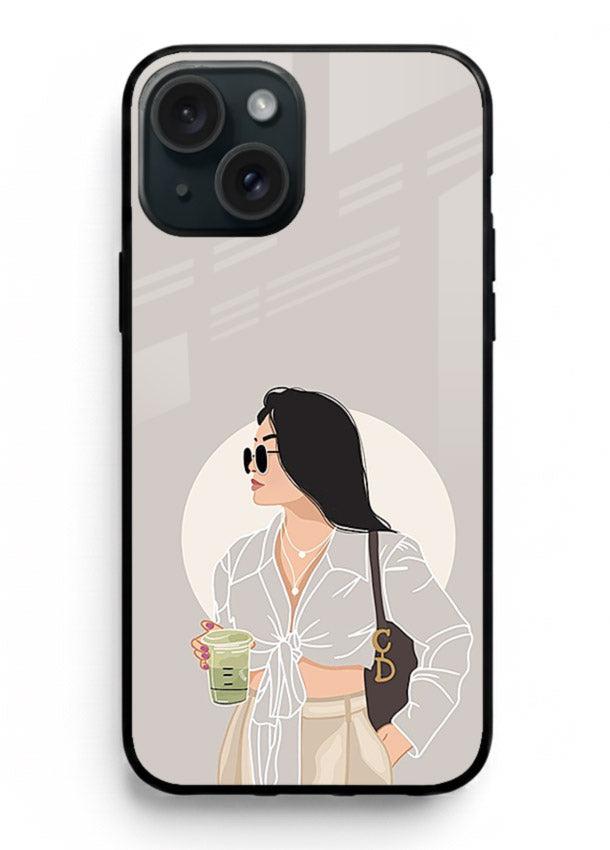 White Coat Girl aesthetic portrait iphone 13 glass back cover