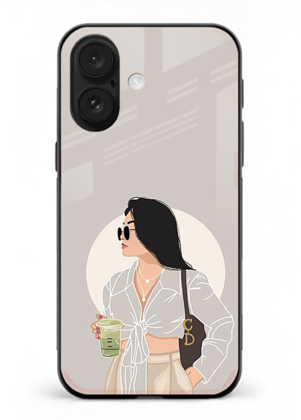 White Coat Girl aesthetic portrait iphone 18 glass back cover