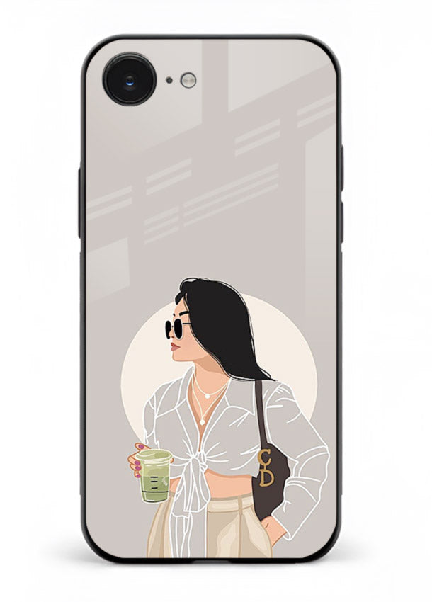 White Coat Girl aesthetic portrait iphone 16e glass back cover