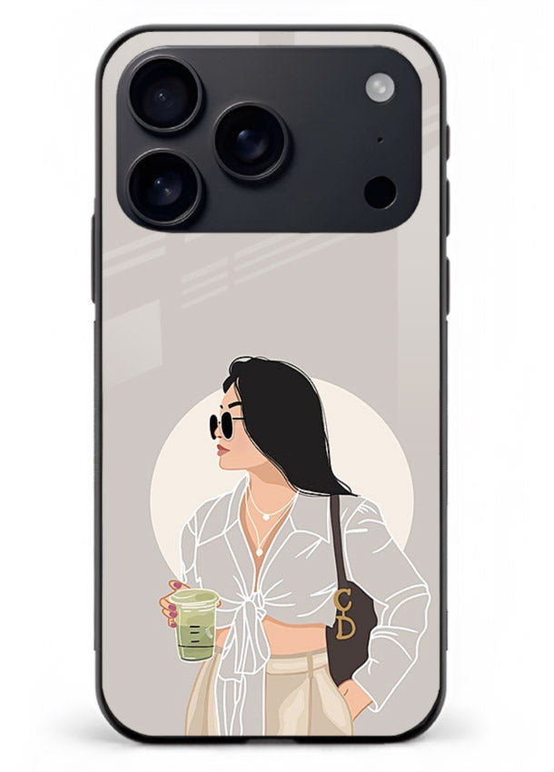 White Coat Girl aesthetic portrait iphone 18 pro max glass back cover