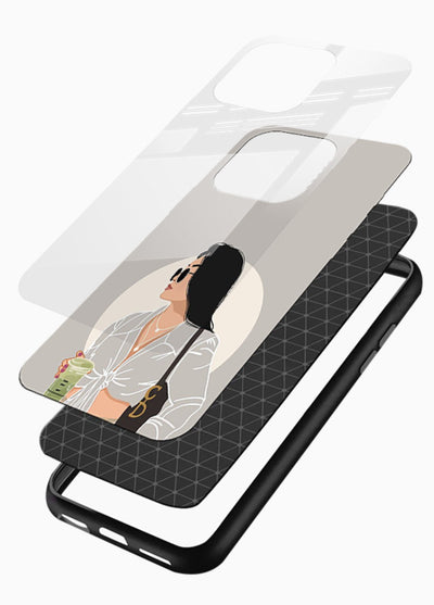 White Coat Girl aesthetic portrait glossy vibrant premium glass back cover - Angle Layers