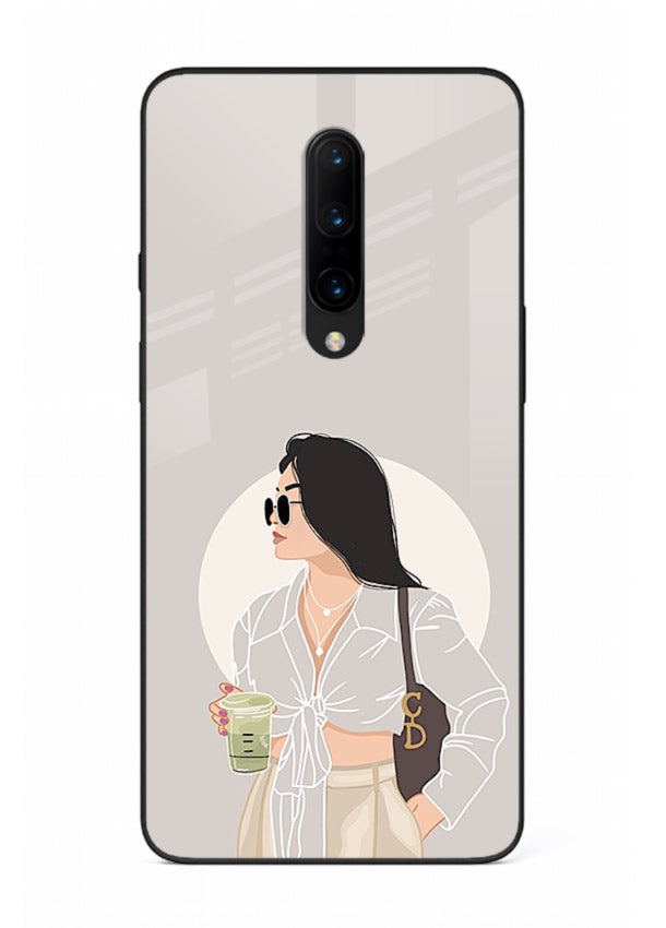 White Coat Girl aesthetic portrait OnePlus 7T Pro glass back cover