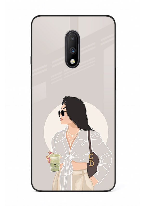 White Coat Girl aesthetic portrait OnePlus 7 glass back cover
