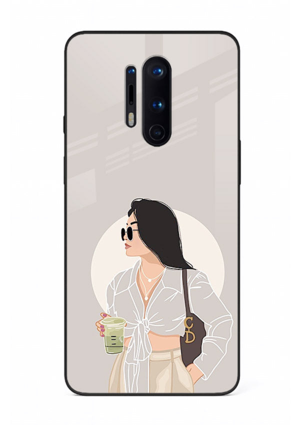 White Coat Girl aesthetic portrait OnePlus 8 Pro glass back cover