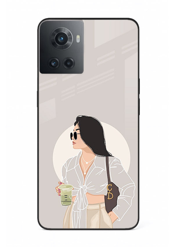 White Coat Girl aesthetic portrait OnePlus 10R glass back cover