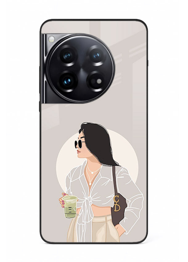 White Coat Girl aesthetic portrait OnePlus 12 glass back cover