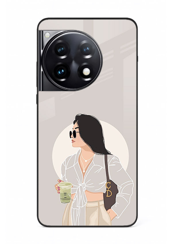 White Coat Girl aesthetic portrait OnePlus 12R glass back cover