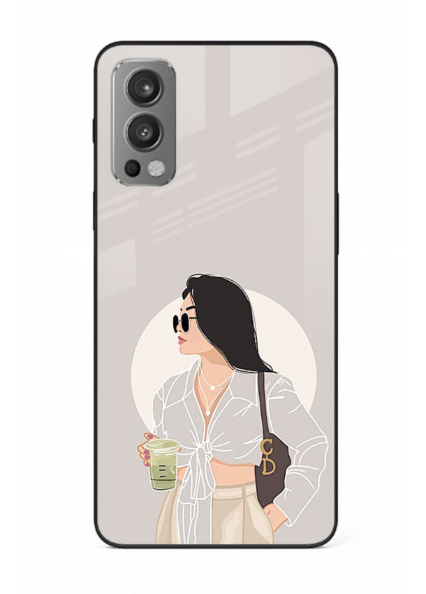 White Coat Girl aesthetic portrait OnePlus Nord 2 glass back cover