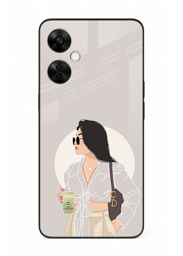 White Coat Girl aesthetic portrait OnePlus Nord CE3 Lite glass back cover