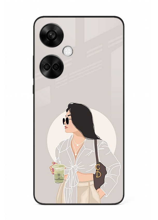 White Coat Girl aesthetic portrait OnePlus Nord CE3 glass back cover