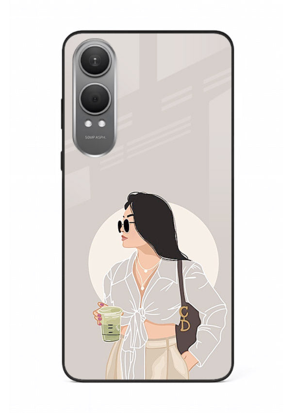 White Coat Girl aesthetic portrait OnePlus Nord CE4 Lite glass back cover