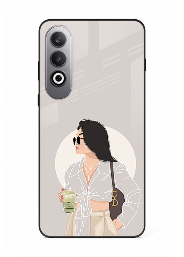 White Coat Girl aesthetic portrait OnePlus Nord CE4 glass back cover