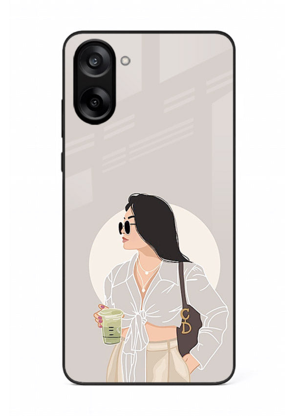 White Coat Girl aesthetic portrait OnePlus Nord CE5 glass back cover