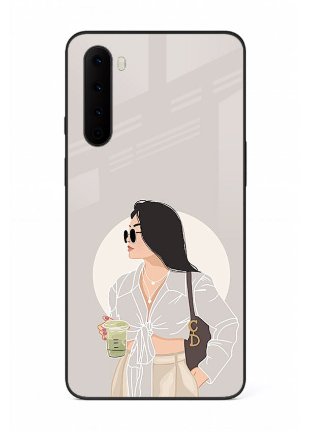 White Coat Girl aesthetic portrait OnePlus Nord glass back cover