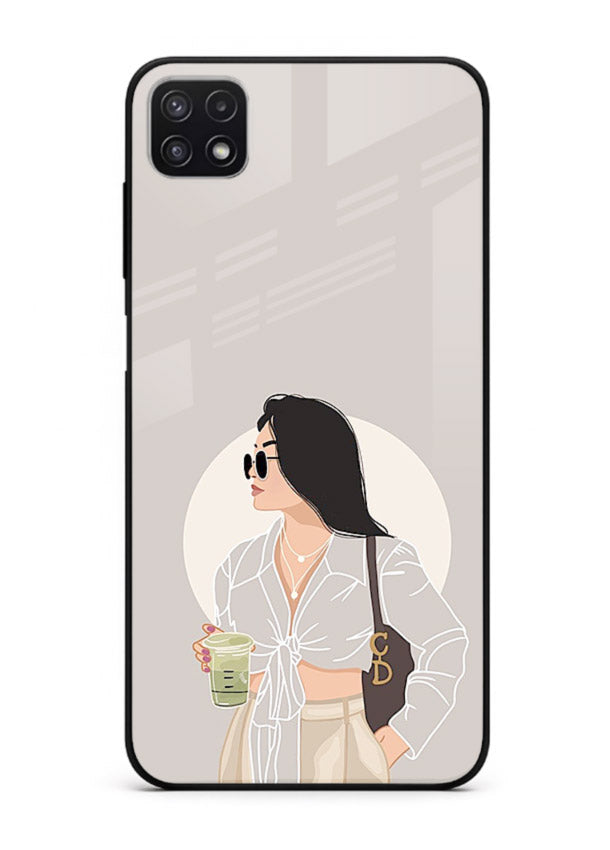 White Coat Girl aesthetic portrait Samsung A22 5G glass back cover
