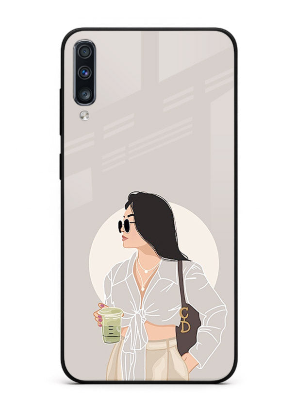White Coat Girl aesthetic portrait Samsung A70 glass back cover