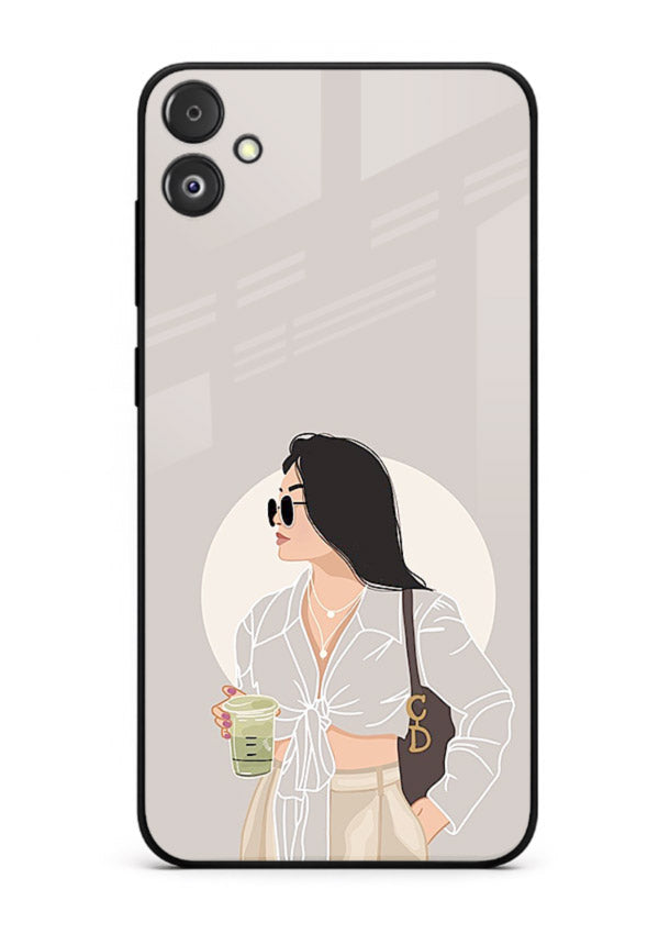 White Coat Girl aesthetic portrait Samsung F14 5G glass back cover
