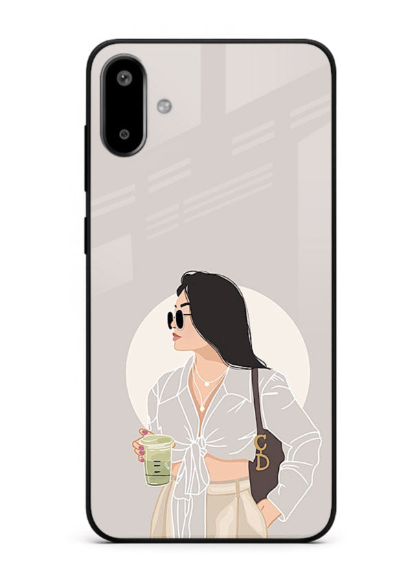 White Coat Girl aesthetic portrait Samsung F06 5G glass back cover