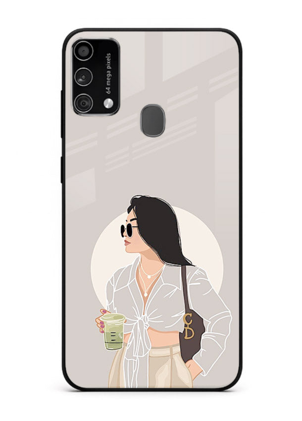 White Coat Girl aesthetic portrait Samsung F41 glass back cover