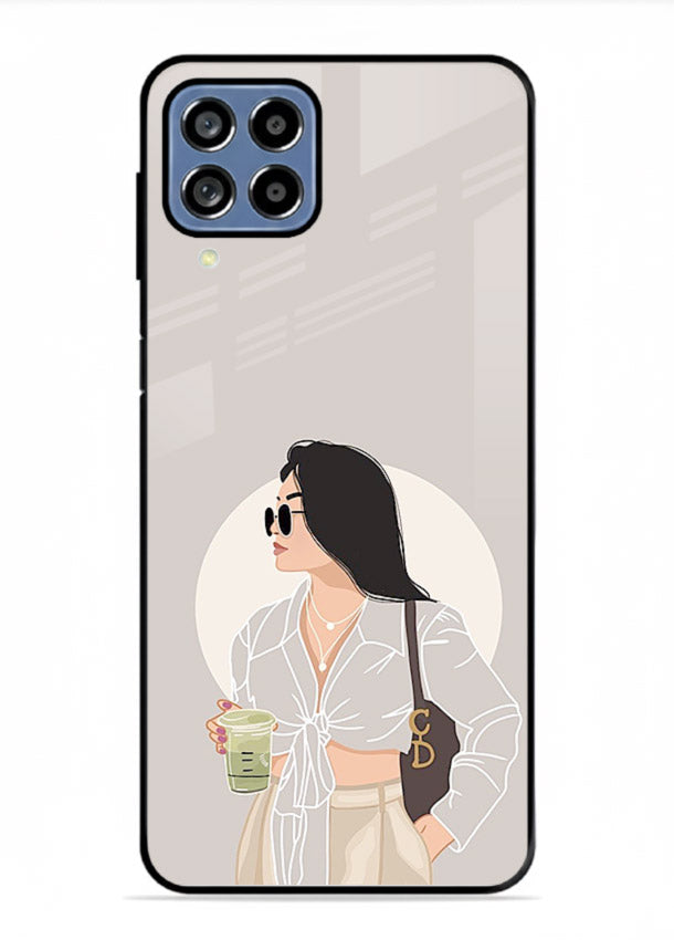 White Coat Girl aesthetic portrait Samsung A22 4G glass back cover