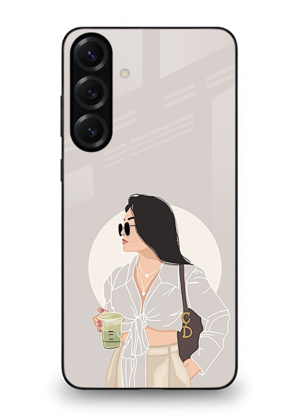White Coat Girl aesthetic portrait Samsung M35 5G glass back cover